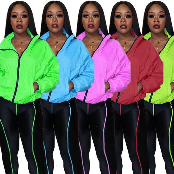 

gl winter fluorescent set tracksuit womens tracksuits full sleeve jacket pencil pants suit two piece outfits overalls ac8129, Gray