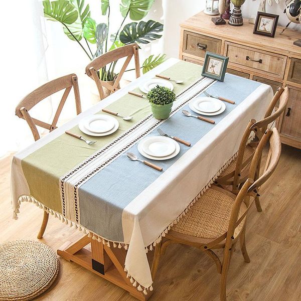 

table cloth home decor cotton linen embroidery lace tassel rectangular waterproof tablecloth oilproof kitchen dining colth cover wash