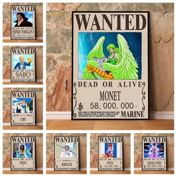 

paintings classic anime vintage poster wanted decoration art home decor room kids bedroom living sofa wall quality canvas 04