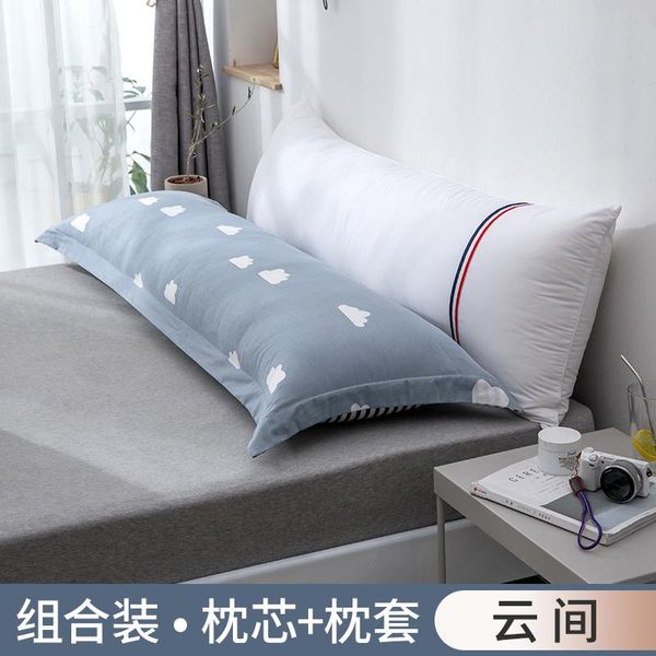 

pillow double with case, long one couple pillow, no collapse, deformation, cotton core, whole head
