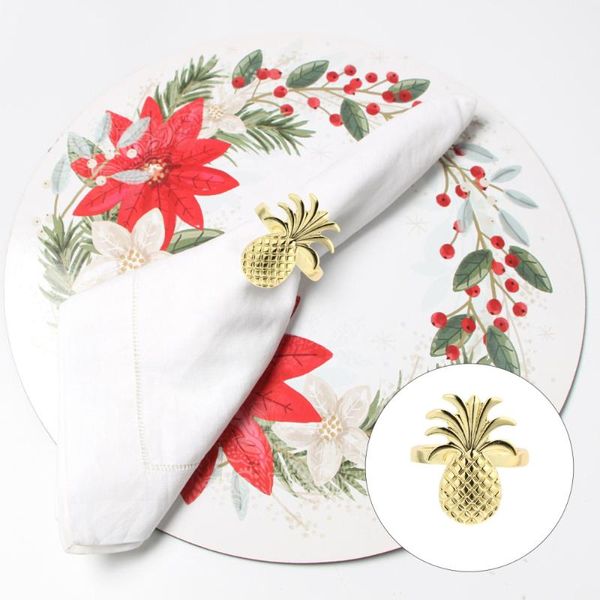 

4pcs christmas pineapple design napkin rings alloy holder party decor