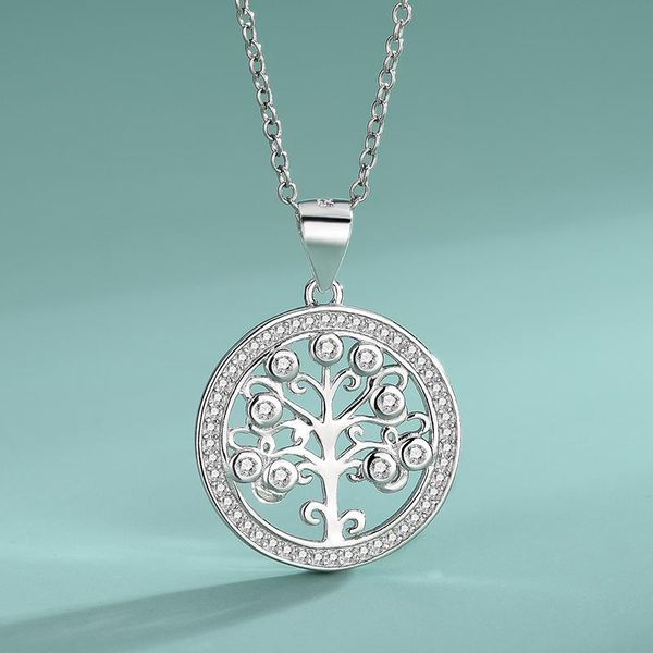 

chains s925 sterling silver round tree necklace europe and the united states simplicity of life ladies secklace jewelry pendant