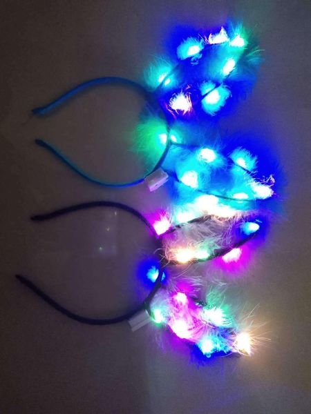 Fabrik Licht erweitert 14 Lampe blinkt Feder Ohr Haarband Plüsch Kopfband leuchtende Neujahr Weihnachtsfeier Spielzeug Großhandel