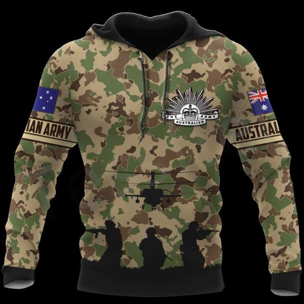 

men's hoodies & sweatshirts australian army skull veteran suits military camo 3dprint men/women casual funny pullover jacket a5, Black