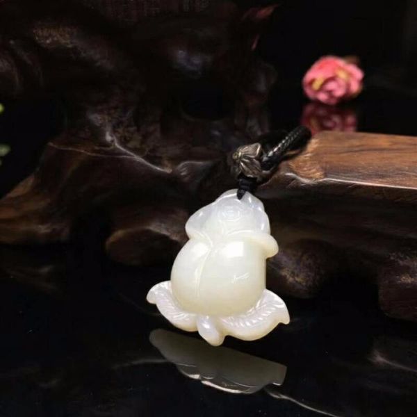 

exquisite hetian jade long rose pendanth11# lockets, Silver