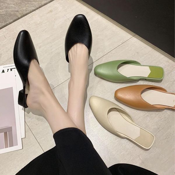 

spring women mules low heels fashion comfortable outdoor slippers ladies casual slides women's shoes female footwear, Black
