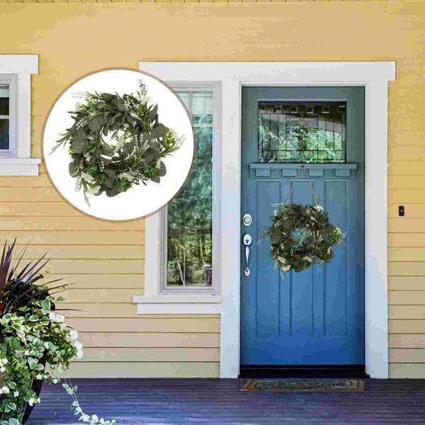 

decorative flowers & wreaths 1pc eucalyptus leaf wreath household plastic hanging garland decor