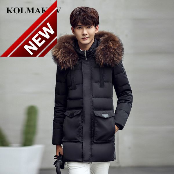 

kolmakov 2018 new winter mens duck down jackets men cold protective youth thickening fur hooded coats m-xxxl, Black