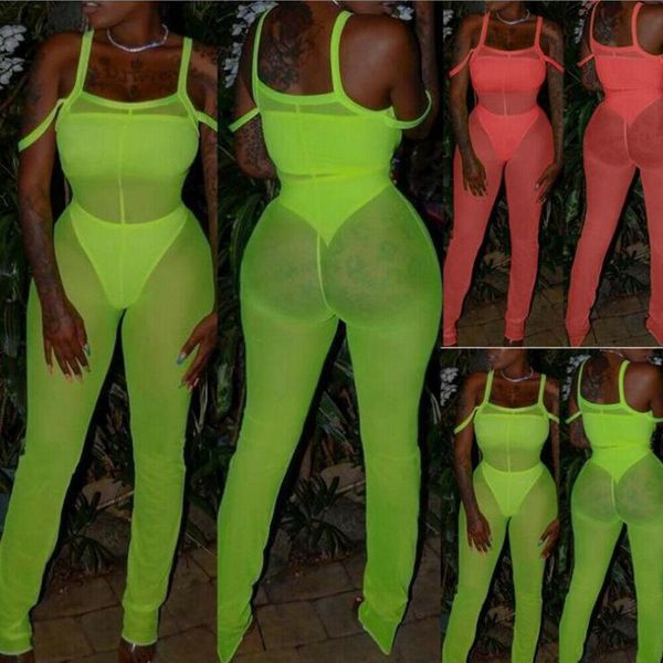 

mesh jumpsuit beach cover up women see through ruffle bikini swimsuit ups pants women's swimwear, White;black