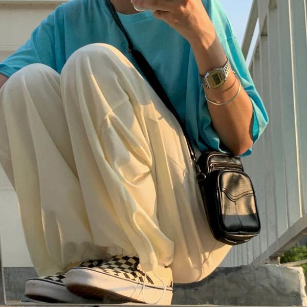 

women's pants & capris wide leg pants, loose straight, high waist, thin, korean, hong kong style, harajuku, casual, hip-hop, loose, sum, Black;white