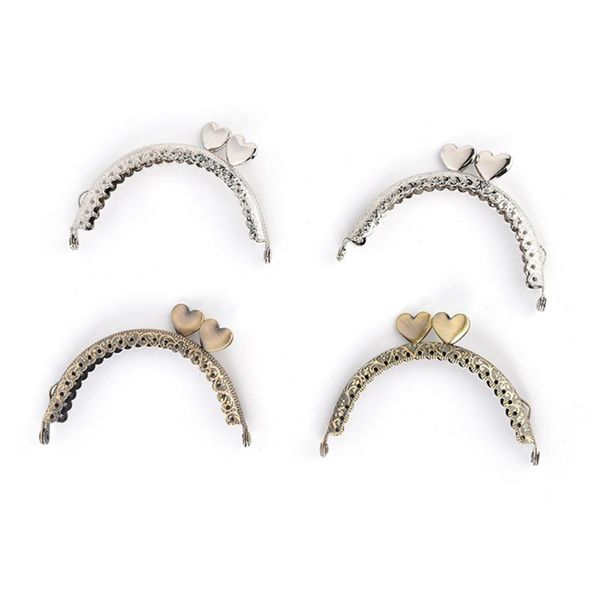 

bag parts & accessories 1pcs girl coin purse metal clasp frame hardware knurling mouth bronze silver heart buckle kiss 8.5cm, Black