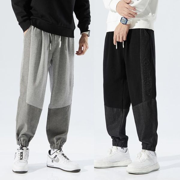 

men's pants men winter fleece jogger drawstring loose track trousers cozy all-match comfortable plus size outdoors male, Black