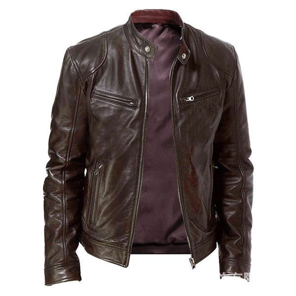 

2021 spring and autumn wear pu leather motorcycle windproof jacket men's, Black