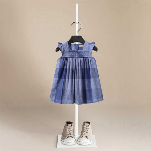 Abito estivo da bambino Bellissimo plaid Moda bambina Abiti da principessa infantile A-Line Cotone Bambini Vestiti morbidi Abbigliamento per bambini Abito Q0716