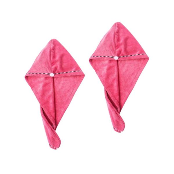 

2pcs hair drying caps water absorption turban bathroom accessories rosy shower