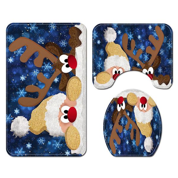 

bath mats merry christmas shower curtain / non-slip rug/ toilet lid cover/ mat santa deer pattern for decoration hk