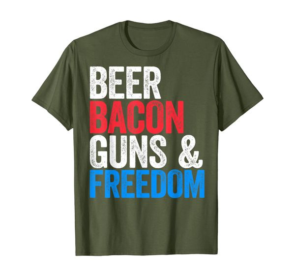 

beer bacon guns and om t-shirt fourth of july gift, White;black