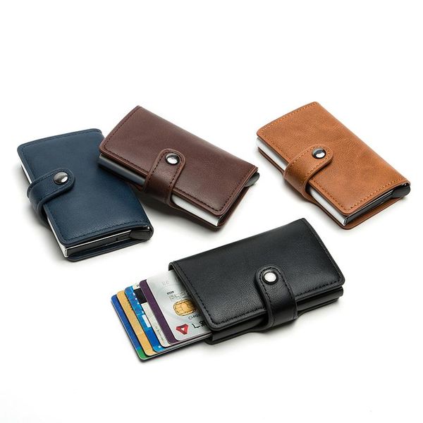 

card holders multifunction men & women holder with note compartment rfid leather wallet fit for 8 cards, Brown;gray