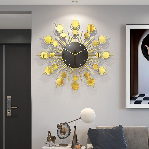 

wall clocks simple modern light luxury metal clock personalized creativity living room fashion home decoration