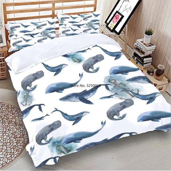 

bedding sets cute blue whale set ocean duvet cover  s single twin double king home textiles dropship