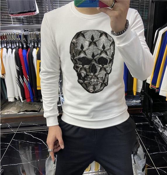 

men's hoodies & sweatshirts 2021 fashion hoodies men with nice rhinestones male, Black