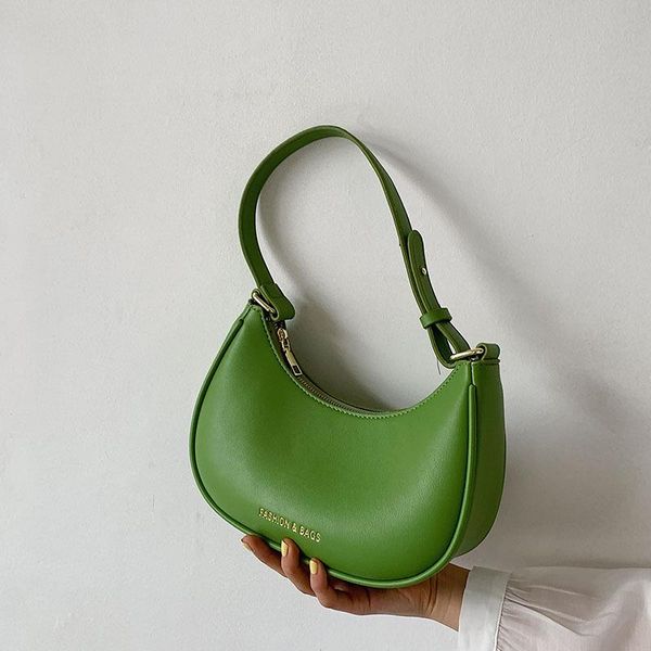 

evening bags simple texture underarm small handbags for women totes 2021 fashion pu leather shoulder solid color crescent tote bag