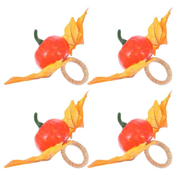 

napkin rings 4pcs pumpkin shape holders buckles decorations (assorted color)