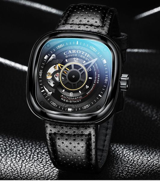 

wristwatches watch fully automatic mechanical men's hollow square large dial waterproof, Slivery;brown