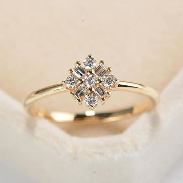 

wedding rings tisonliz exquisite square zircon crystal engagement love promise jewelry gifts bijoux femme wholesale, Slivery;golden