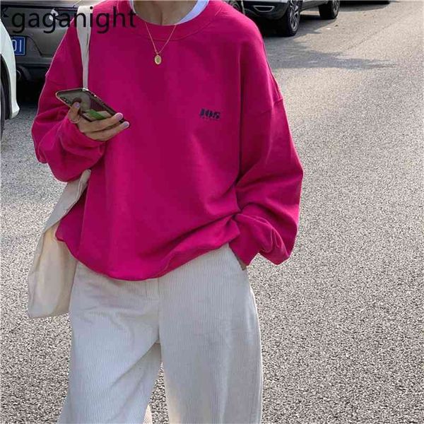 

gaganight casual loose women hoodies fashion spring autumn sweatershirt lady chic pullover korean outwear jumper hoody 210813, Black