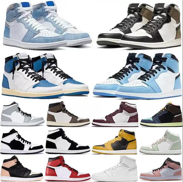 

2022 jumpman 1 og high basketball shoes 1s pink green university blue court purple royal bred toe unc obsidian game sneakers trainers 36-46