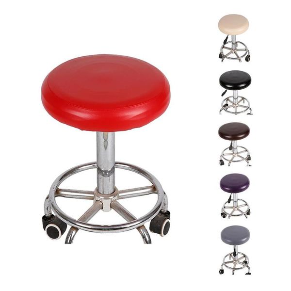 

chair covers round cover protector small seat cushion sleeve elastic pu leather stool waterproof pump bar beauty salon