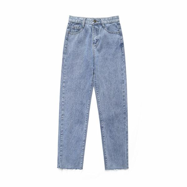 

high waist women jeans pants vintage wide leg full-length ankle feminino loose for straight trousers women's, Blue