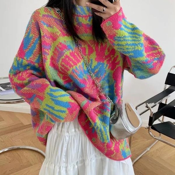 

women's sweaters ewsfv 2021 winter sweater female color immortal japanese department ghost girl pullover lazy wind wear outside, White;black