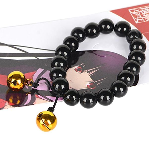 

charm bracelets anime jigoku shoujo hell girl enma ai cosplay black beads bracelet fashion wristband jewelry props, Golden;silver