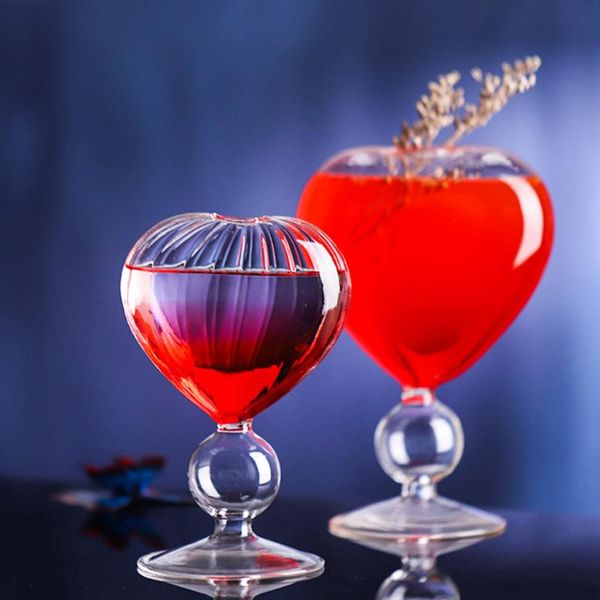 

wine glasses creative beautiful cocktail glass heart-shaped bubble cups slanted martini cup transparent special celebration drinkware
