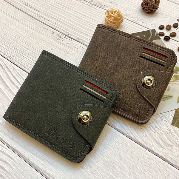 

men's short wallet new buckle large capacity multi card driver's license youth horizontal zero wallet, Red;black