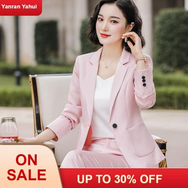 

women's suits & blazers plus size women suit set woman office pink pant formal full lady pants, White;black