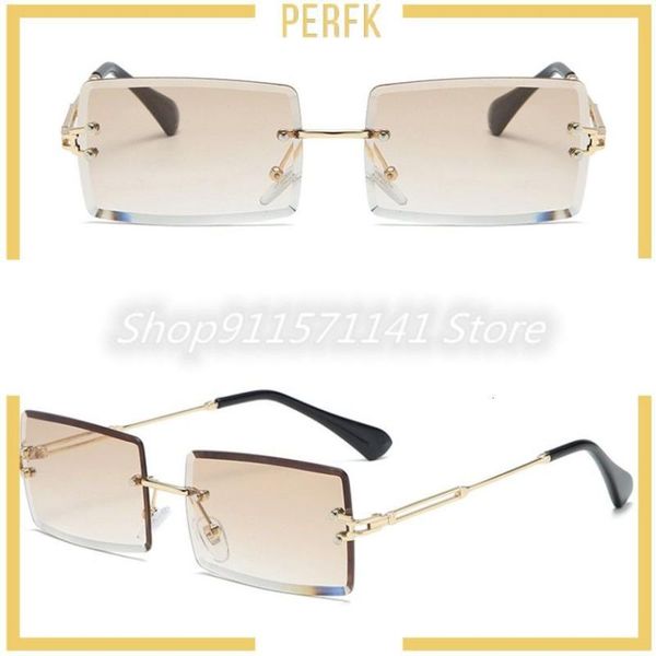 

[perfk] fashion women ladies rimless sunglasses retro summer tinted lens eyewear shades, White;black
