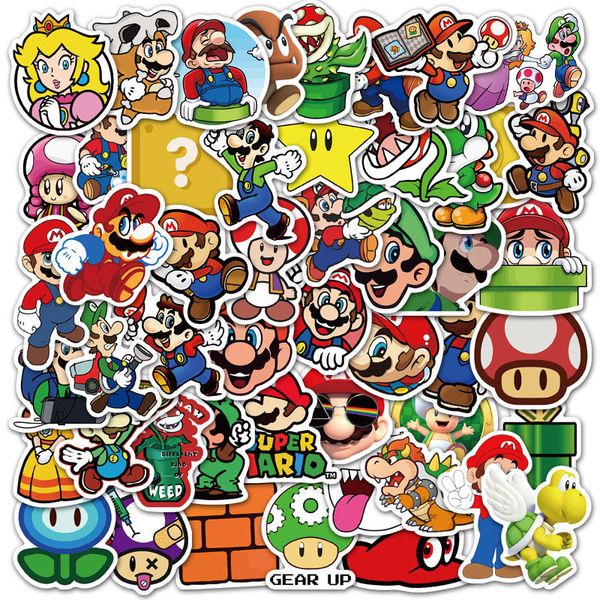 

mario cartoon 50 sheets anime printing sticker waterproof can be pasted repeatedly
