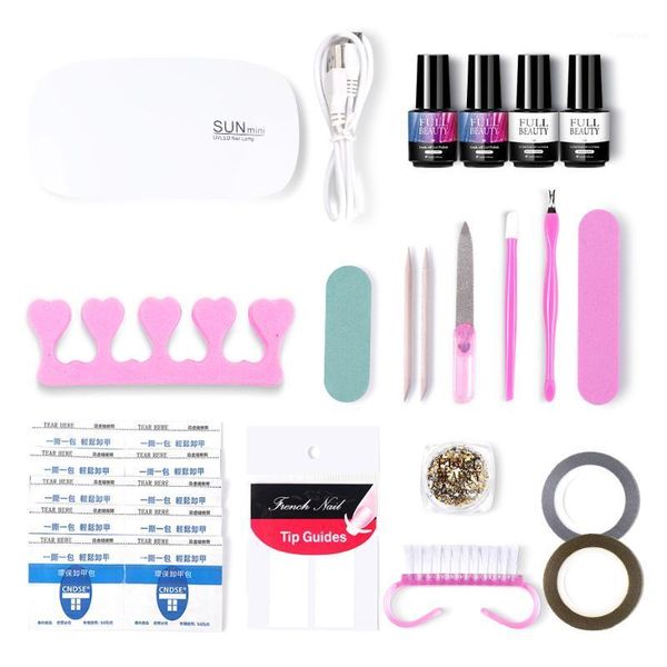 

luxurious travel manicure set for 28pcs nail art tools gel lamp with soak off uv varnish glitter le15761