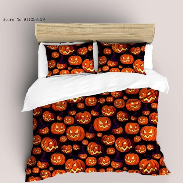 

bedding sets 2/3 pieces happy halloween duvet cover festival holiday set home textile bed quilt cartoon pumpkins