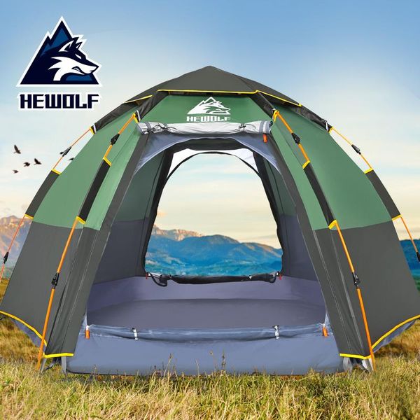 

hewolf 2 in 1 automatic camping tents waterproof sun family self-driving outdoor travel hiking beach teepee for 3-4/5-8 person and shelters