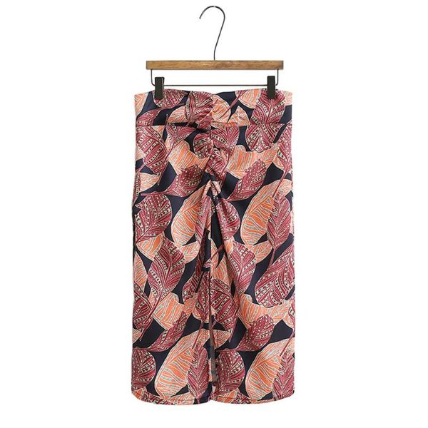

skirts women summer 2021 fashion pencil print tie style split knee-length skirt female vintage elegant slim clothes, Black
