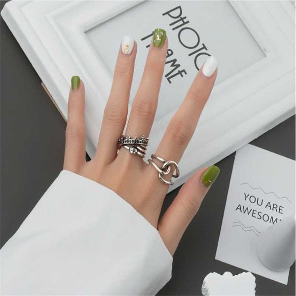 

cluster rings fflacell fashion simple female retro crown open ring for banquet holiday anniversary jewelry gift, Golden;silver