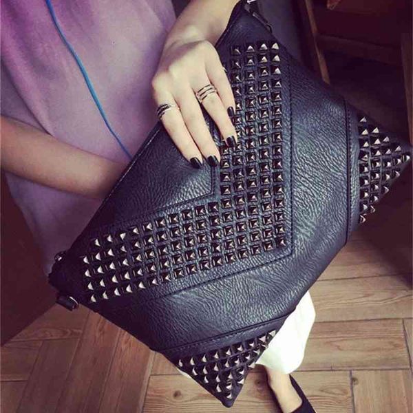 

wallet fashion rivet hand grip bag korean men's and women's leisure light business shoulder liuding, Red;black