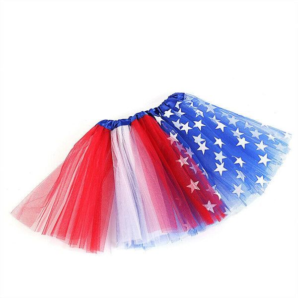 

family clothes mother daughter tutu skirt lovely matching ballet women girls three-layer mesh national flag print skirts