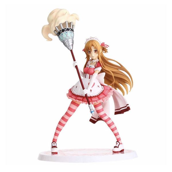 Anime Espada Arte Online Maid Versão Yuuki Asuna 1/8 Escala PVC Ação Figura Coleção Modelo Brinquedos Boneca Presente Q0722