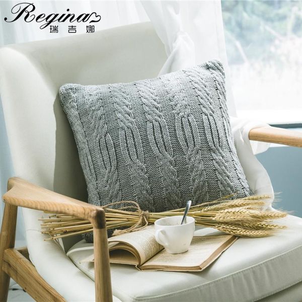 

cushion/decorative pillow yiruio brand jacquard grey cushion cover 45*45cm elegant twist delicate knitted home decorative sofa bed throw cas