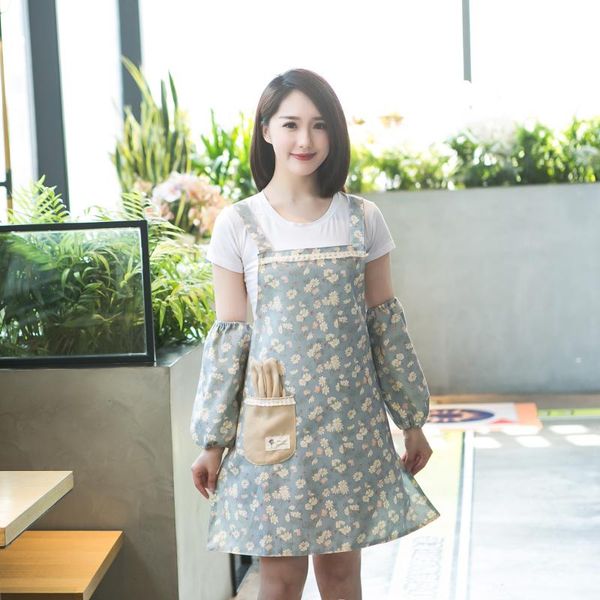 

korean fashion oil-proof restaurant kitchen cooking strap waterproof cute overalls cafe thin apron aprons